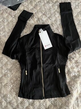lululemon athletica Black Zip-Up Jacket with Gold Hardware